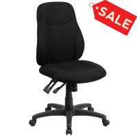 Flash Furniture BT-90297M-GG Mid-Back Black Fabric Multi-Functional Ergonomic Chair